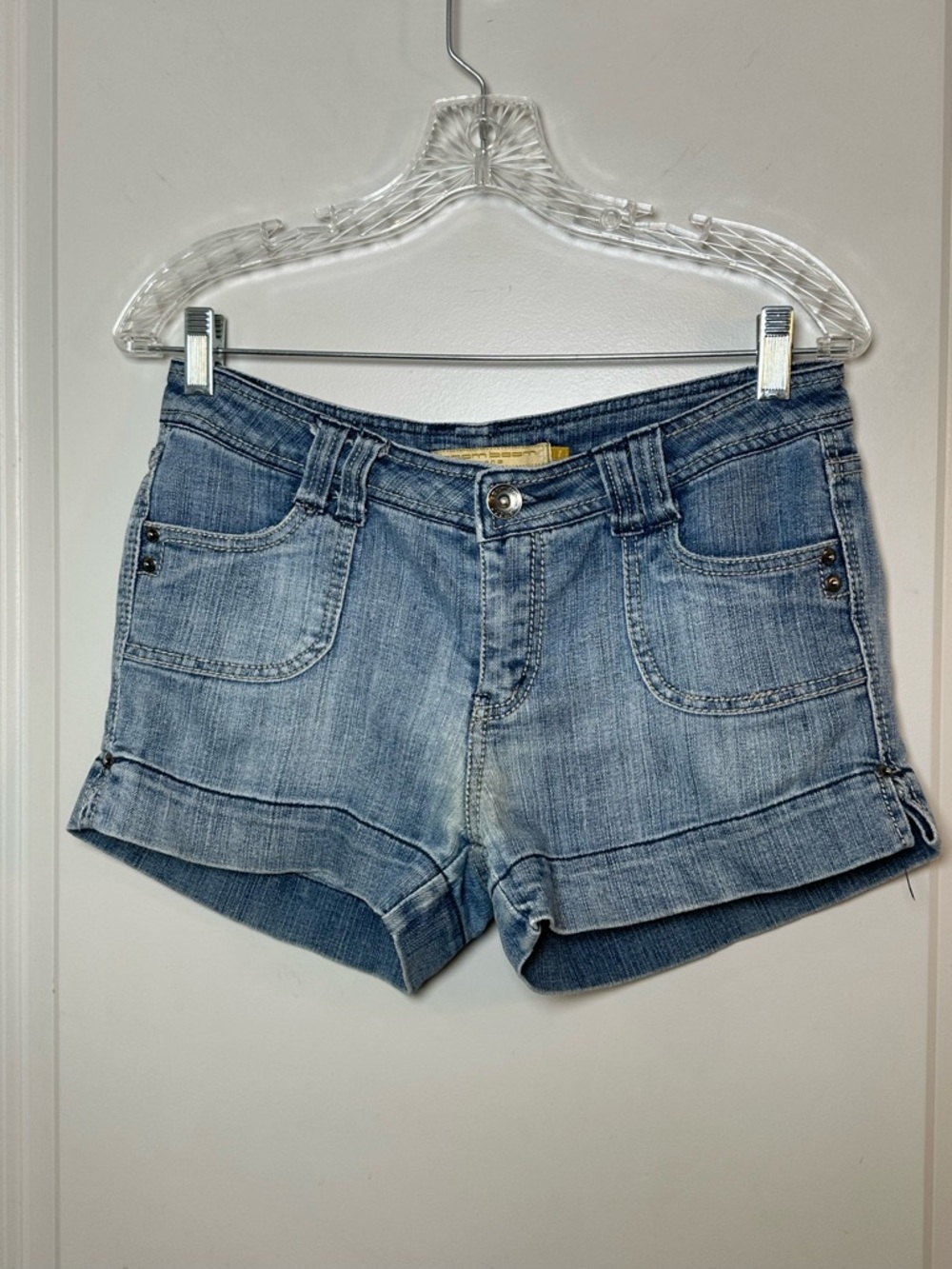 Vintage Y2K Boom Boom Denim Cotton Blend Shorty Shorts, Size 7